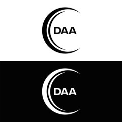 DAA logo. D A A design. White DAA letter. DAA, D A A letter logo design. D A A letter logo design in FIVE, FOUR, THREE, style. letter logo set in one artboard. D A A letter logo vector design.	
