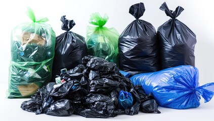 Four Full Black Garbage Bags