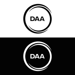 DAA logo. D A A design. White DAA letter. DAA, D A A letter logo design. D A A letter logo design in FIVE, FOUR, THREE, style. letter logo set in one artboard. D A A letter logo vector design.	
