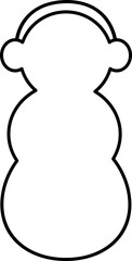 Winter snowman outline vector.