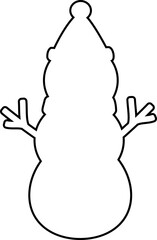 Winter snowman outline vector.