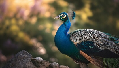 peacock with feathers