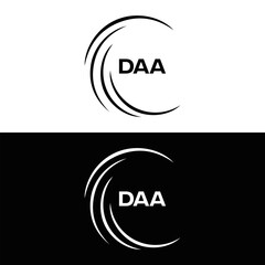 DAA logo. D A A design. White DAA letter. DAA, D A A letter logo design. D A A letter logo design in FIVE, FOUR, THREE, style. letter logo set in one artboard. D A A letter logo vector design.	

