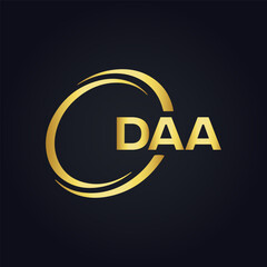DAA logo. D A A design. White DAA letter. DAA, D A A letter logo design. D A A letter logo design in FIVE, FOUR, THREE, style. letter logo set in one artboard. D A A letter logo vector design.	
