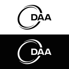 DAA logo. D A A design. White DAA letter. DAA, D A A letter logo design. D A A letter logo design in FIVE, FOUR, THREE, style. letter logo set in one artboard. D A A letter logo vector design.	
