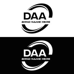 DAA logo. D A A design. White DAA letter. DAA, D A A letter logo design. D A A letter logo design in FIVE, FOUR, THREE, style. letter logo set in one artboard. D A A letter logo vector design.	
