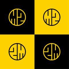 Simple MZ and ZM Letters Circle Logo Set, suitable for business with MZ and ZM initials