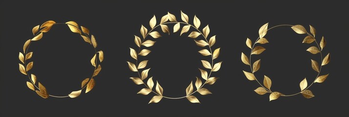 Golden Wreath Frame Set for Awards and Logos Generative AI