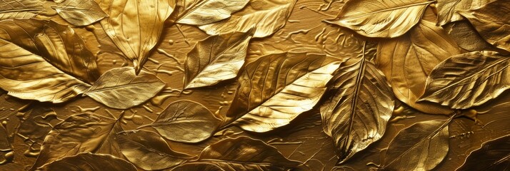 Golden Autumn Leaves with Metallic Accents for Luxury Designs Generative AI