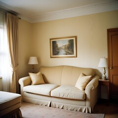 living room with bed