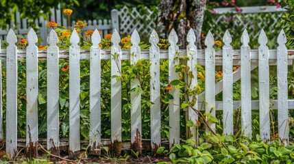 Whispers of Serenity: A Close Up of a White Picket Fence
