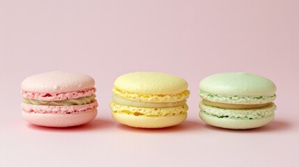 Obraz premium simple, neutral background to highlight the vibrant colors of the macarons generative ai