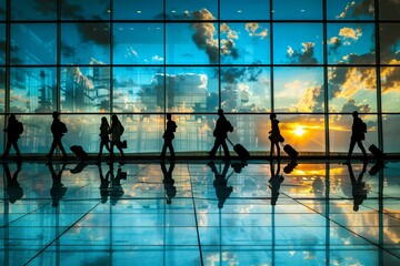 The concept of a person preparing to travel abroad and immigrating