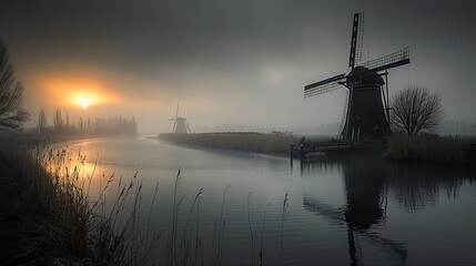 Windmill in Kinderdijk, Netherlands