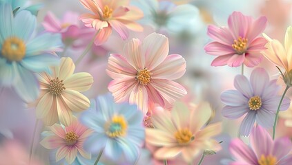Fototapeta premium Pastel Daisies in Soft Focus