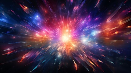 Fototapeta premium Create an energetic visual with a background of multicolored starbursts and lens flares, designed for use in highimpact advertisements or as thrilling game graphics