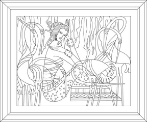 Vector illustration sketch traditional ethnic painting design drawing