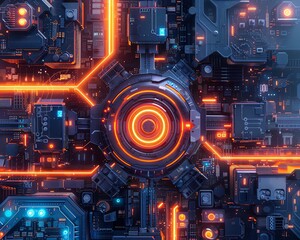 Top view  Highlight of innovation  Futuristic tone  Vivid