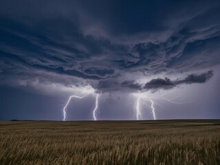 lightning over the field