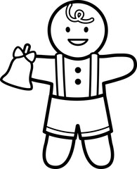 Gingerbread man cookie line vector