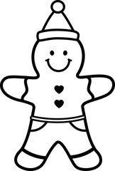 Gingerbread man cookie line vector