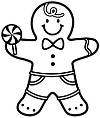 Gingerbread man cookie line vector