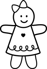 Gingerbread man cookie line vector