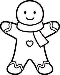 Gingerbread man cookie line vector