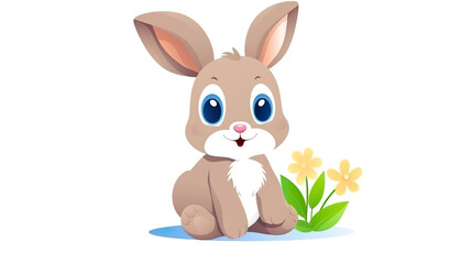 rabbit solitary against a blank white background