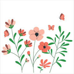 Set of different beautiful bouquets with garden and wild flowers vector flat illustration. Collection of various blooming plants with stems and leaves isolated on white. Floral decoration or gift
