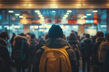 Naklejka premium The concept of a person preparing to travel abroad and immigrating