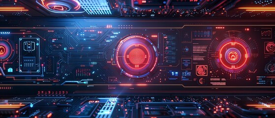 Obraz premium Notification synchronization theme top view demonstrating message alerts futuristic tone Analogous Color Scheme