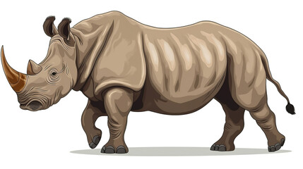 Fototapeta premium rhinoceros solitary against a stark white background