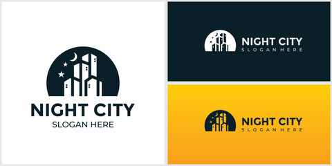 Obraz premium silhouette of City Scene Illustration of Buildings and City