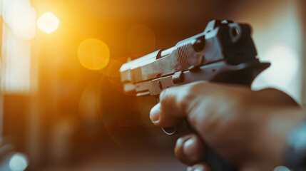 A person is holding a gun in their hand