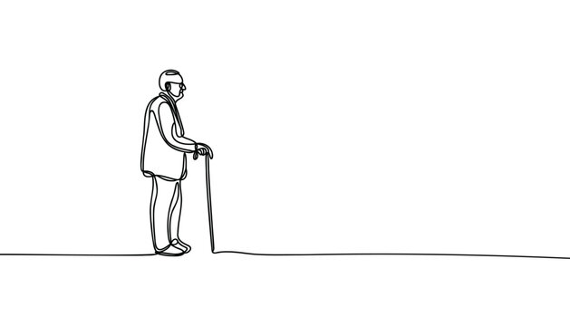 recommend clip art: Continuous one line drawing of a senior, older man. Minimal outline concept. Vector illustration.