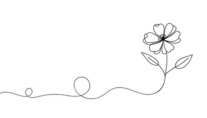 Obraz premium The flower is drawn as a continuous line. Vector illustration.