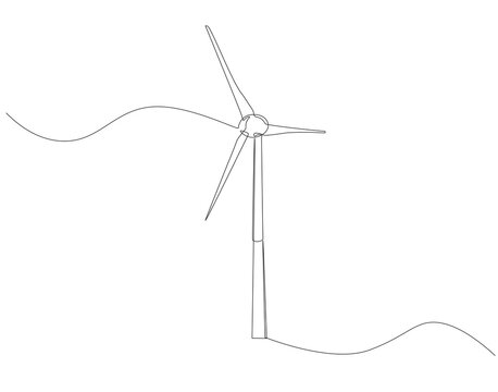 recommend clip art: Continuous one line drawing of wind turbine. One line drawing illustration of windmill energy. Generator machine concept continuous line art. Editable outline.
                    