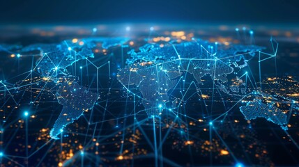 A blue and orange globe with many lines connecting it