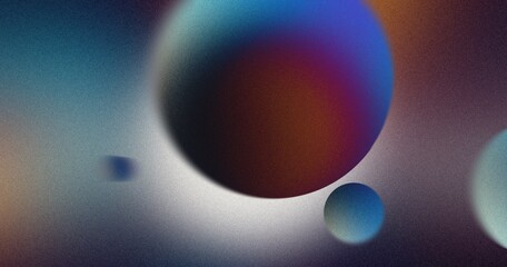 Abstract blue backdrop with glowing circles. grainy noise texture, grungy rough. banner design