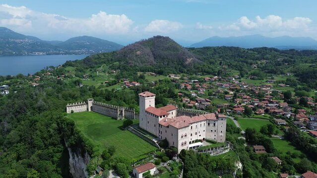 Aerial view of the Rocca the Angera fortress