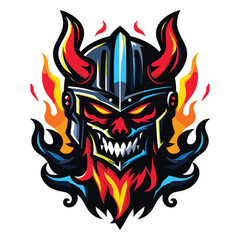 colorful Devil with black helmet vector
