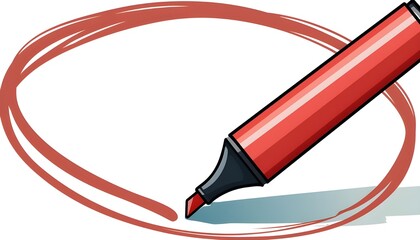 red highlighter circle on white background