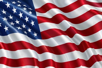 Obraz premium The American flag is waving in the wind, USA flag. Symbol of the United States of America, US