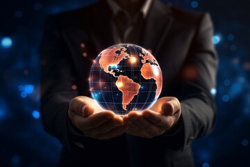 Fototapeta premium businessman holding a globe