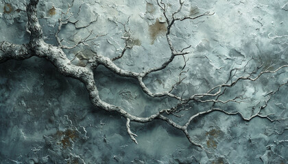 Obraz premium Weathered Tree Branch on Textured Wall