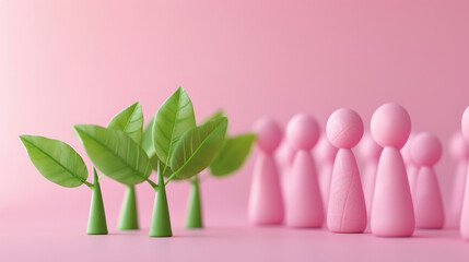 Fototapeta premium Social unity for green technological advancements captured in a 3D rendering. Perfect for visualizing cooperative efforts in sustainable development with ample copy space.