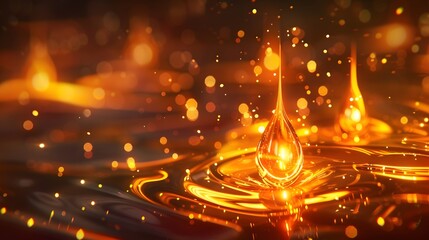 Abstract glowing flame drops in electric illumination