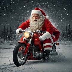 santa claus on a motorcycle