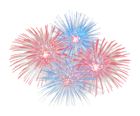 Red And Blue Fireworks Depicting America Isolated on Transparent Background
